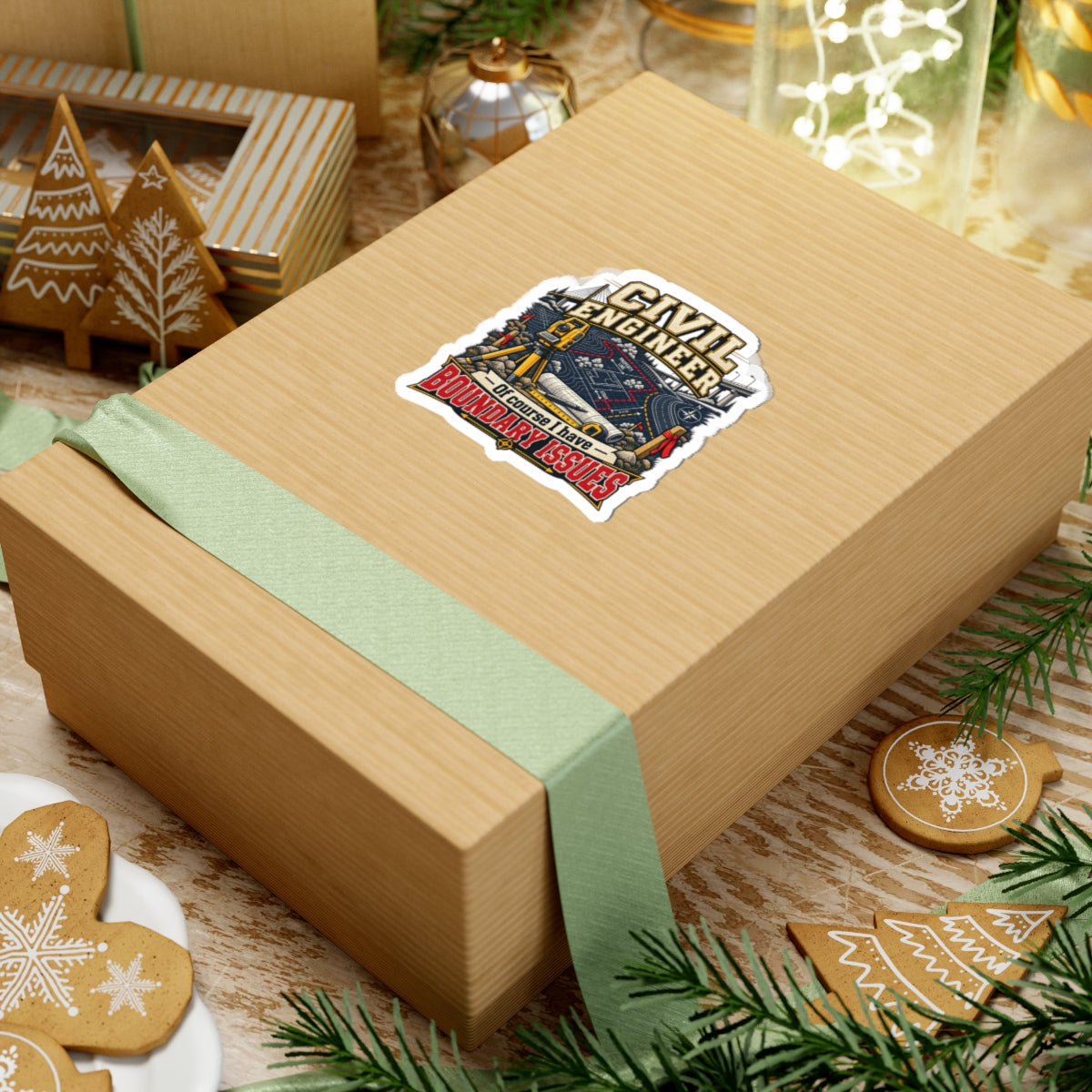 Civil Engineer Sticker — "Of Course I Have Boundary Issues" Kiss-Cut Decal