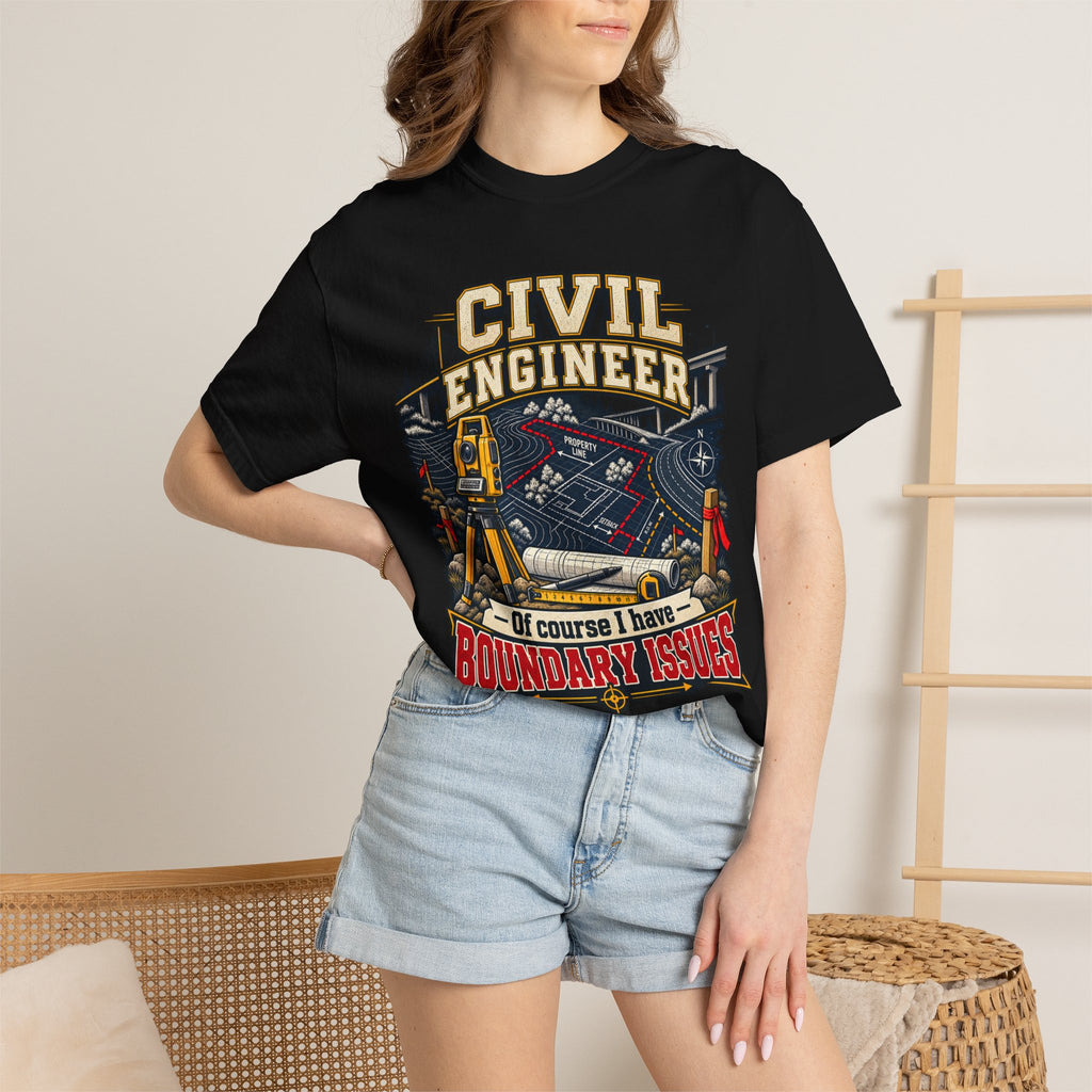 Civil Engineer T‑Shirt — “Of Course I Have Boundary Issues” Surveying Design