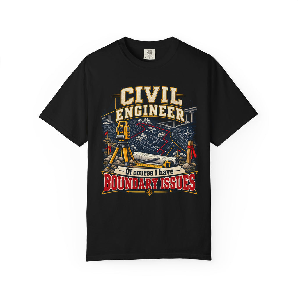 Civil Engineer T‑Shirt — “Of Course I Have Boundary Issues” Surveying Design
